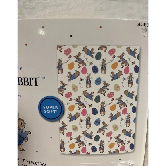 Beatrix Potter Peter Rabbit Easter Plush Throw Blanket 50" x 70" Eggs Delivery - Picture 4 of 4
